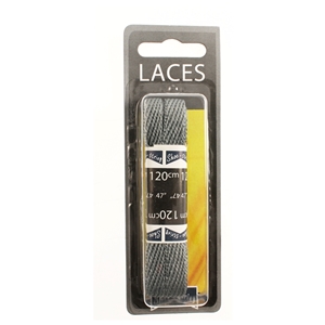 Shoe-String Blister Pack Laces 120cm Flat American 10mm Grey (6 Pairs)