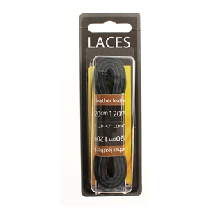 Shoe-String Blister Pack Laces 120cm Leath. Black (6 Pairs)
