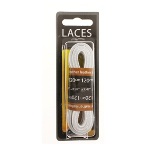 Shoe-String Blister Pack Laces 120cm Leath. White (6 Pairs)