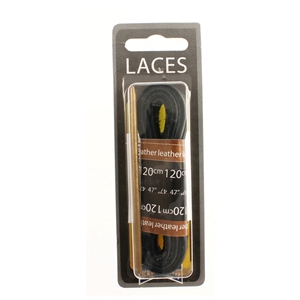 Shoe-String Blister Pack Laces 120cm Leath. Black Lacing Kit (6 Pairs)