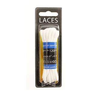 Shoe-String Blister Pack Laces 120cm Cord White (6 Pairs)