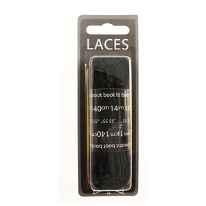 Shoe-String Blister Pack Laces 140cm Flat Black (6 Pairs)