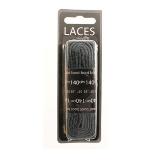 Shoe-String Blister Pack Laces 140cm Flat Grey (6 Pairs)