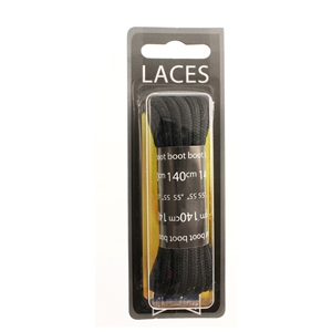 Shoe-String Blister Pack Laces 140cm DM Cord Black (6 Pairs)