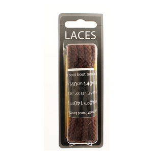 Shoe-String Blister Pack Laces 140cm Heavy Cord Brown (6 Pairs)