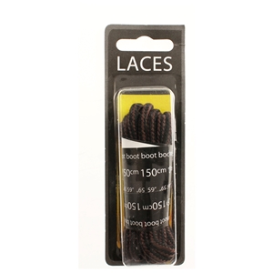 Shoe-String Blister Pack Laces 150cm Hiking Black/Brown (6 Pairs)
