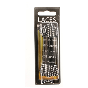 Shoe-String Blister Pack Laces 150cm Hiking Black/White (6 Pairs)