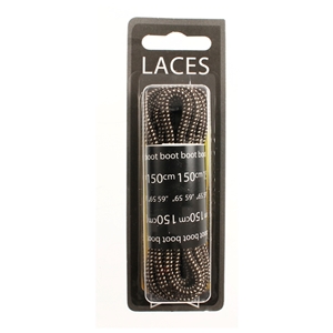 Shoe-String Blister Pack Laces 150cm Hiking Dark-Brown/Stone (6 Pairs)