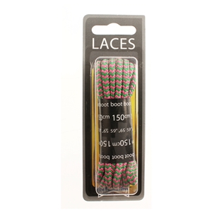 Shoe-String Blister Pack Laces 150cm Hiking Emerald/Fuchsia (6 Pairs)