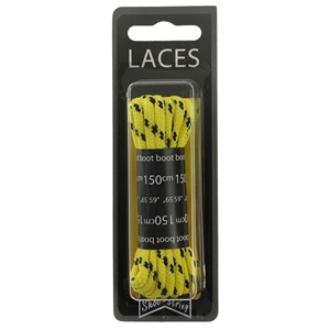 Shoe-String Blister Pack Laces 150cm Hiking Flo-Yellow/Black (6 Pairs)