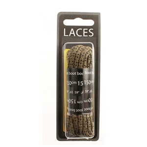 Shoe-String Blister Pack Laces 150cm Hiking Khaki/Black (6 Pairs)