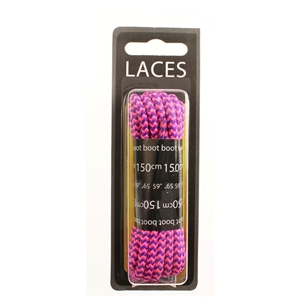 Shoe-String Blister Pack Laces 150cm Hiking Pink/Purple (6 Pairs)