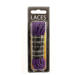 Shoe-String Blister Pack Laces 150cm Hiking Purple/Black (6 Pairs)
