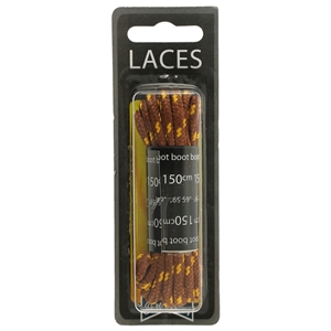 Shoe-String Blister Pack Laces 150cm Hiking Tan/Yellow (6 Pairs)