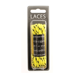 Shoe-String Blister Pack Laces 150cm Hiking Yellow/Black (6 Pairs)