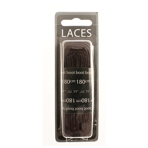 Shoe-String Blister Pack Laces 180cm Flat Brown (6 Pairs)