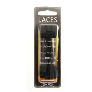 Shoe-String Blister Pack Laces 180cm Cord Black (6 Pairs)
