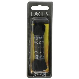 Shoe-String Blister Pack Laces 220cm Round Black (6 Pairs)