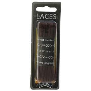 Shoe-String Blister Pack Laces 220cm Cord Brown (6 Pairs)