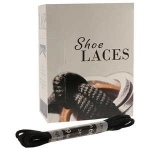 Shoe-String EECO Laces 60cm Round Black (18 prs)