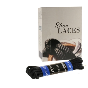 Shoe-String EECO Laces 100cm Round Black (12 prs)