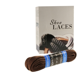 Shoe-String EECO Laces 100cm Flat Brown (12 prs)