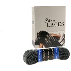 Shoe-String EECO Laces 100cm Flat Grey (12 prs)