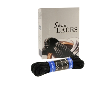 Shoe-String EECO Laces 100cm Cord Black (12 prs)