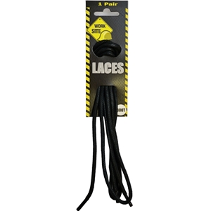 Worksite Laces On Hang Card 90cm Waxed Cord Black