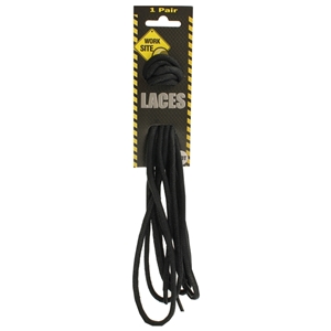 Worksite Laces On Hang Card 150cm Waxed Cord Black