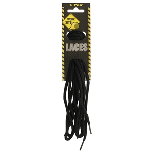 Worksite Laces On Hang Card - 150cm Cord Black