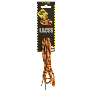 Worksite Laces On Hang Card 150cm Cord Brown Gold Stripe