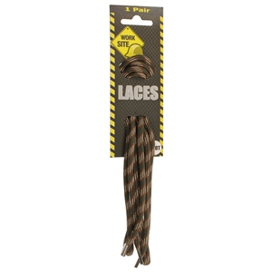 Worksite Laces On Hang Card - 150cm Cord Multi Browns