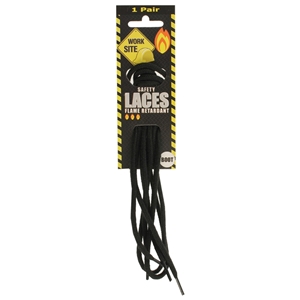 Worksite Laces On Hang Card 90cm Cord Black Flame Resist