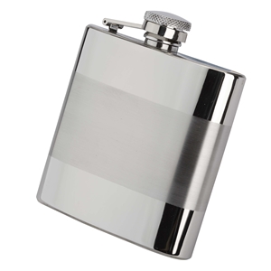 Stainless Steel Satin Band Hip Flask, 4oz
