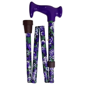 Four Fold Walking Stick Purple Floral - Purple Escort Handle