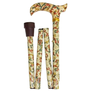 Four Fold Walking Stick Cream Vintage Floral-Matching Handle