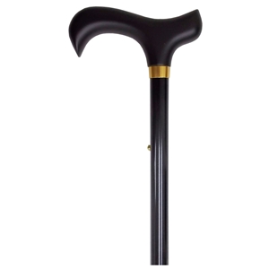 Adjustable Walking Stick Black With Black Derby Handle