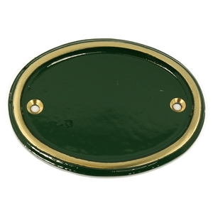 Cast Brass Small Oval Sign Green 100 x 80 mm
