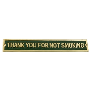 Cast Brass Thank You For Not Smoking Sign Green 248 X 41mm