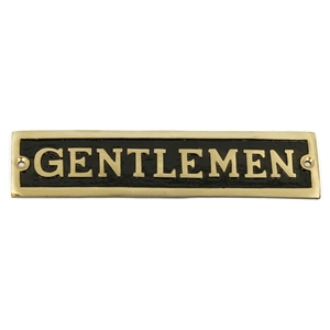 Cast Brass Gentleman Sign Black 180 x 43mm