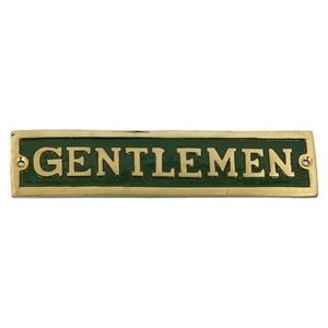 Cast Brass Gentleman Sign Green 180 x 43mm