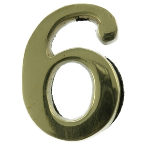 Small 32mm Brass Number 6 Self Adhesive