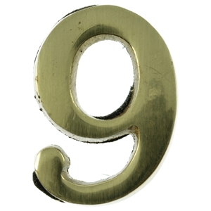 Small 32mm Brass Number 9 Self Adhesive