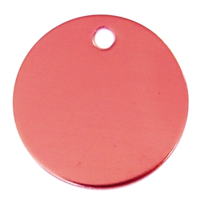 Aluminium Pet Tag Round Disc 25mm Pink