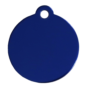 Aluminium Pet Tag Round Disc with Hole Mount 25mm Blue