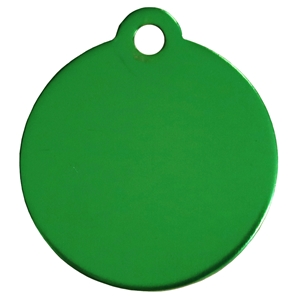 Aluminium Pet Tag Round Disc with Hole Mount 25mm Green