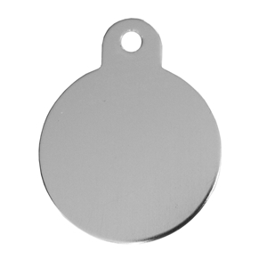 Aluminium Pet Tag Round Disc with Hole Mount 25mm Silver