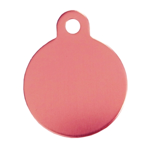 Aluminium Pet Tag Round Disc with Hole Mount 30mm Pink