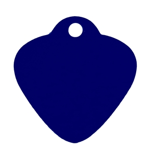 Aluminium Pet Tag Heart Shape with Hole Mount Medium 28 x 25mm Blue